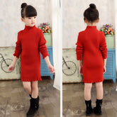 Teens Vestidos Kids Girls Long Sleeve Knit Dress-Veeddydropshipping